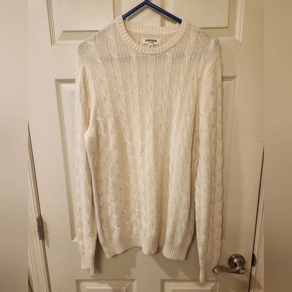 Goodthreads Cream Cable Stitch Crewneck Sweater
